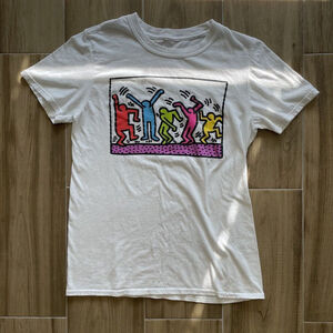 KEITH HARING OFFICIAL NY Street Art Graffiti Tee DANCING PEOPLE T-Shirt Size SM